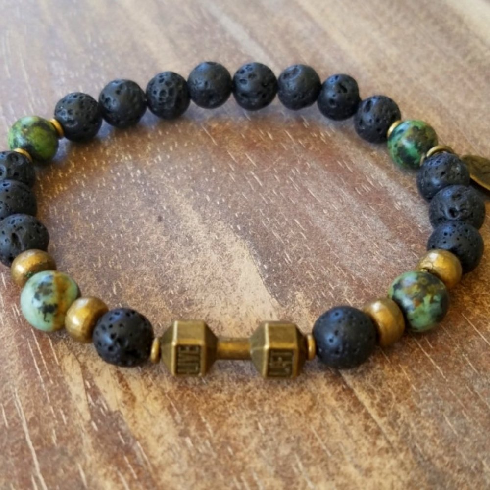 Men's ~ African Turquoise/Lava Dumbbell Bracelet